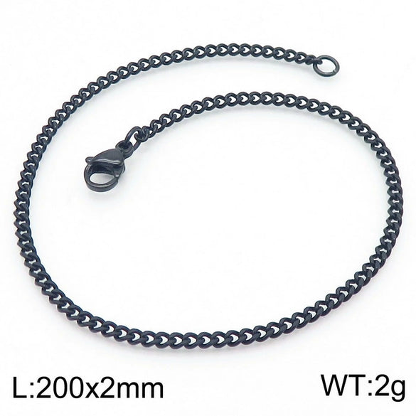 Wholesale Fashion Simple Hip Hop Unisex Titanium Steel Electroplating Treatment Side Flat Chain Geometry Pattern Jewelry Bracelet