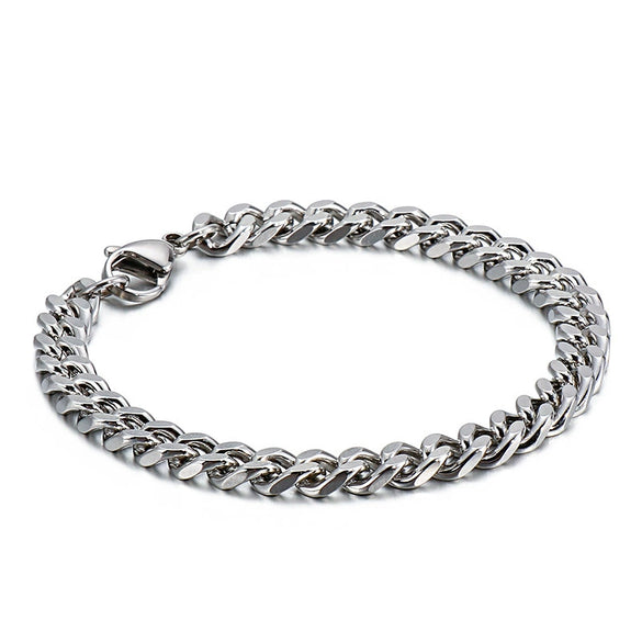 Wholesale Fashion Simple Hip Hop Unisex Titanium Steel Electroplating Treatment Side Flat Chain Geometry Pattern Jewelry Bracelet