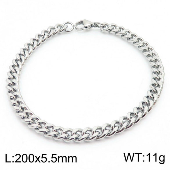 Wholesale Fashion Simple Hip Hop Unisex Titanium Steel Electroplating Treatment Side Flat Chain Geometry Pattern Jewelry Bracelet