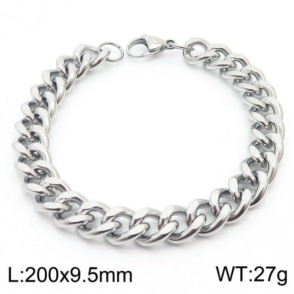 Wholesale Fashion Simple Hip Hop Unisex Titanium Steel Electroplating Treatment Side Flat Chain Geometry Pattern Jewelry Bracelet