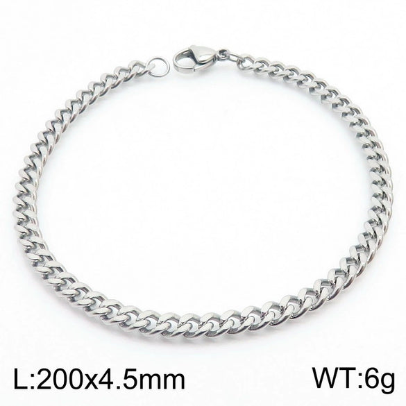 Wholesale Fashion Simple Hip Hop Unisex Titanium Steel Electroplating Treatment Side Flat Chain Geometry Pattern Jewelry Bracelet