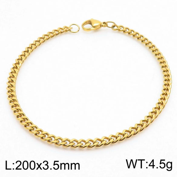 Wholesale Fashion Simple Hip Hop Unisex Titanium Steel Electroplating Treatment Side Flat Chain Geometry Pattern Jewelry Bracelet