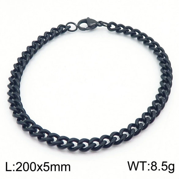 Wholesale Fashion Simple Hip Hop Unisex Titanium Steel Electroplating Treatment Side Flat Chain Geometry Pattern Jewelry Bracelet