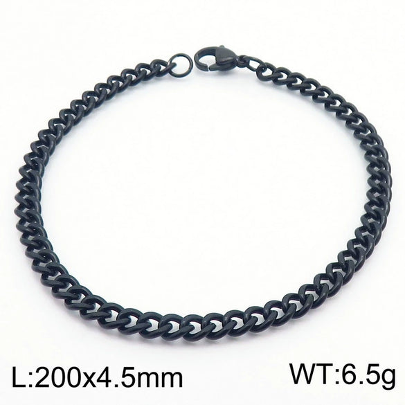 Wholesale Fashion Simple Hip Hop Unisex Titanium Steel Electroplating Treatment Side Flat Chain Geometry Pattern Jewelry Bracelet