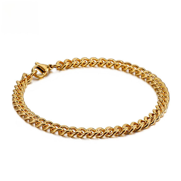 Wholesale Fashion Simple Hip Hop Unisex Titanium Steel Electroplating Treatment Side Flat Chain Geometry Pattern Jewelry Bracelet