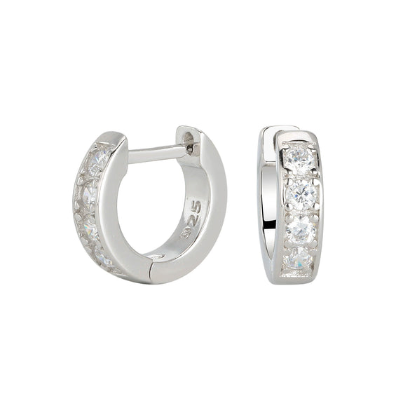 Wholesale Fashion Simple Basic Geometric Circle Shape Inlaid Zircon 925 Sterling Silver Women's Ear Buckle Earrings