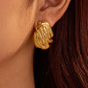 Wholesale Fashion Simple Design Vertical Stripe Geometric Stainless Steel Gold Plated Women's Earrings