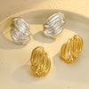 Wholesale Fashion Simple Design Vertical Stripe Geometric Stainless Steel Gold Plated Women's Earrings