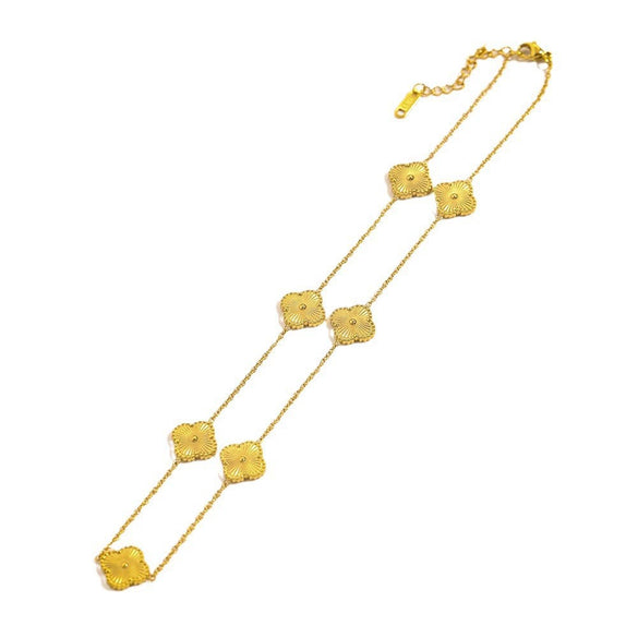 Wholesale Fashion Simple Flower And Fourleaf Clover 18K Gold Electroplated Titanium Steel Necklace For Women