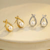 Wholesale Fashion Simple Geometric Stainless Steel 18K Electroplated Diamond Pearl Women's Earrings