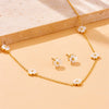 Wholesale Fashion Simple Gold Flower Pendant Earrings And Necklace Suit In Stainless Steel With Electroplating