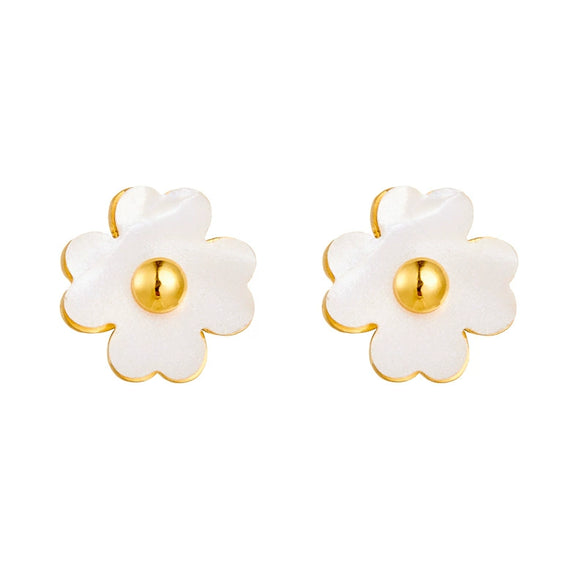 Wholesale Fashion Simple Gold Flower Pendant Earrings And Necklace Suit In Stainless Steel With Electroplating