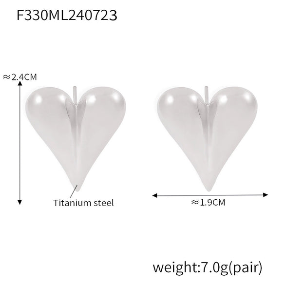 Wholesale Fashion Simple Heart Shape Geometric Stainless Steel Electroplated 18K Gold Women's Earrings