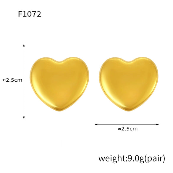 Wholesale Fashion Simple Heart Shape Geometric Stainless Steel Electroplated 18K Gold Women's Earrings