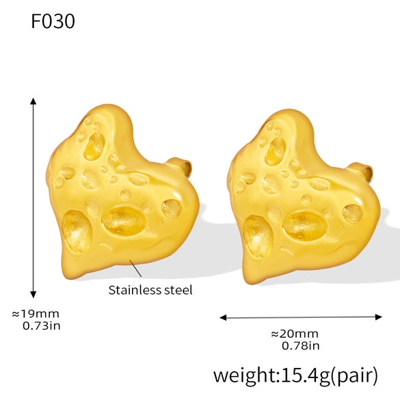 Wholesale Fashion Simple Heart Shape Geometric Stainless Steel Electroplated 18K Gold Women's Earrings