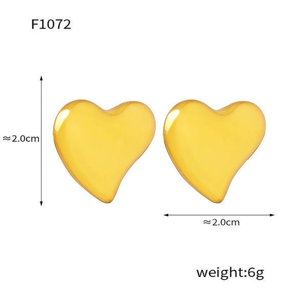 Wholesale Fashion Simple Heart Shape Geometric Stainless Steel Electroplated 18K Gold Women's Earrings