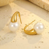 Wholesale Fashion Simple Imitation Pearl Earrings Stainless Steel Electroplated For Women