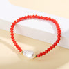 Wholesale Fashion Simple Irregular Pearl And Glass Beaded Bracelet With Geometric Pattern Handmade