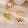 Wholesale Fashion Simple Irregular Star And Rose Copper Ring Set With Diamonds