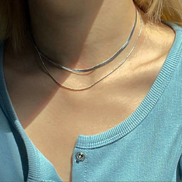 Wholesale Fashion Simple Multilayer Stacked Alloy Necklace With Electroplating For Women