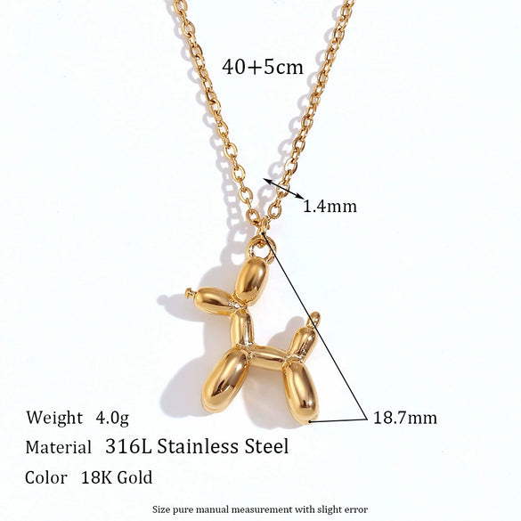 Wholesale Fashion Simple Personality Internet Popular Puppy Pendant Necklace Stainless Steel 18K Gold Plated For Women