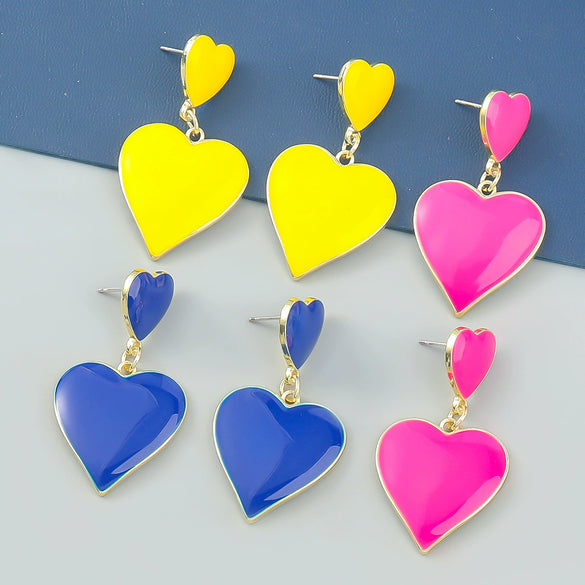 Wholesale Fashion Simple Personality Multi Layer Love Shaped Alloy Oil Drop Earrings