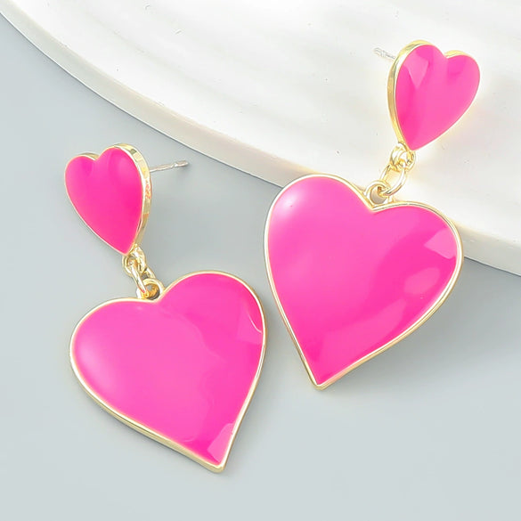 Wholesale Fashion Simple Personality Multi Layer Love Shaped Alloy Oil Drop Earrings