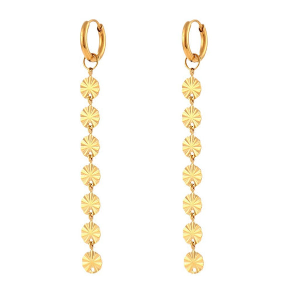 Wholesale Fashion Simple Personality Stud Earrings Stainless Steel Long Snowflake Chain Earrings With Electroplating Geometric Design