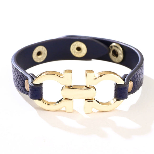 Wholesale Fashion Simple Pu Leather Alloy Geometric Bracelet For Women