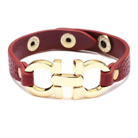 Wholesale Fashion Simple Pu Leather Alloy Geometric Bracelet For Women