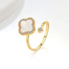 Wholesale Fashion Simple Rotating Four Leaf Clover Copper Ring Geometric Style 18K Gold Plated