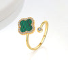 Wholesale Fashion Simple Rotating Four Leaf Clover Copper Ring Geometric Style 18K Gold Plated