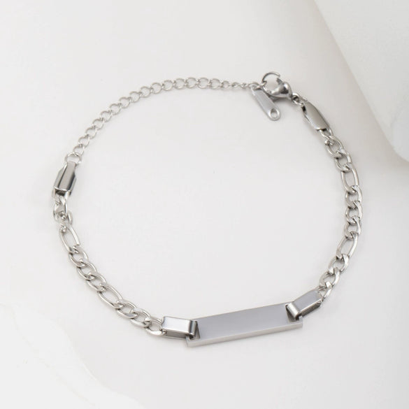 Wholesale Fashion Simple Stainless Steel Children's Long Bracelet With Laser Engraved Crown And Heart Shape Electroplated Design