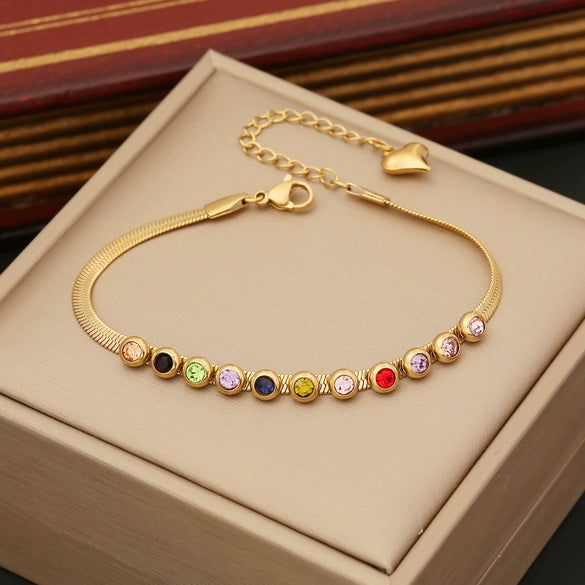 Wholesale Fashion Simple Stainless Steel Flat Snake Chain Clavicle Chain Necklace Set With Electroplating Treatment For Women