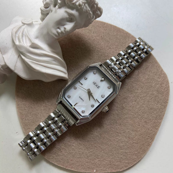 Wholesale Fashion Simple Temperament Rectangular Stainless Steel Band Quartz Watch For Female