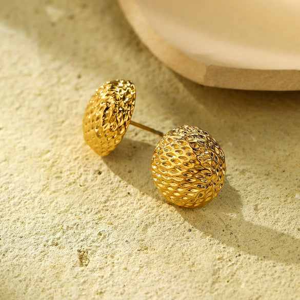 Wholesale Fashion Simple Temperament Round Stainless Steel Earrings With Electroplating Process
