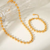 Wholesale Fashion Simple Titanium Steel Ball Bead Chain Necklace And 18K Gold Plated Stainless Steel Bracelet With Geometric Design And Electroplating Treatment For Women