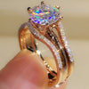 Wholesale Fashion Six Claw Cubic Zirconia Ring For Women Copper Geometric Light Luxury Style