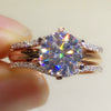 Wholesale Fashion Six Claw Cubic Zirconia Ring For Women Copper Geometric Light Luxury Style