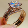 Wholesale Fashion Six Claw Cubic Zirconia Ring For Women Copper Geometric Light Luxury Style