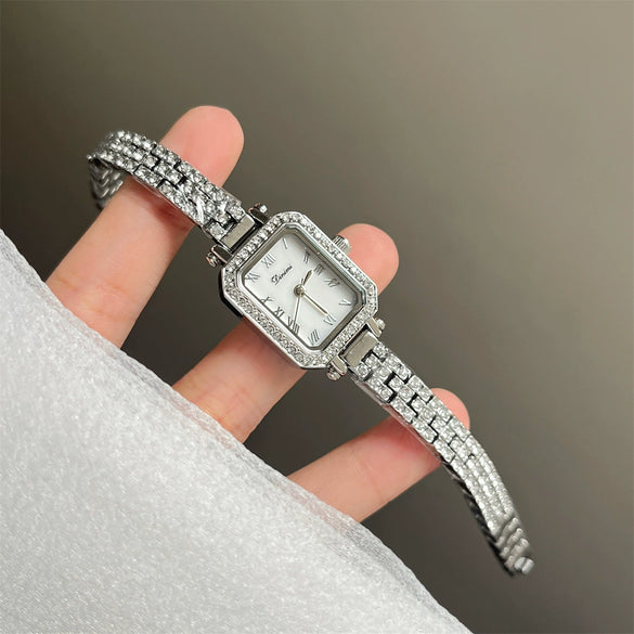 Wholesale Fashion Square Bracelet Watch For Women With Golden Spike Mermaid Design Made Of Alloy And Stainless Steel