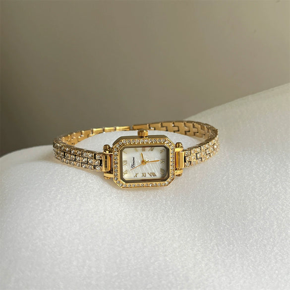 Wholesale Fashion Square Bracelet Watch For Women With Golden Spike Mermaid Design Made Of Alloy And Stainless Steel