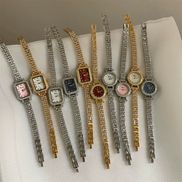 Wholesale Fashion Square Bracelet Watch For Women With Golden Spike Mermaid Design Made Of Alloy And Stainless Steel