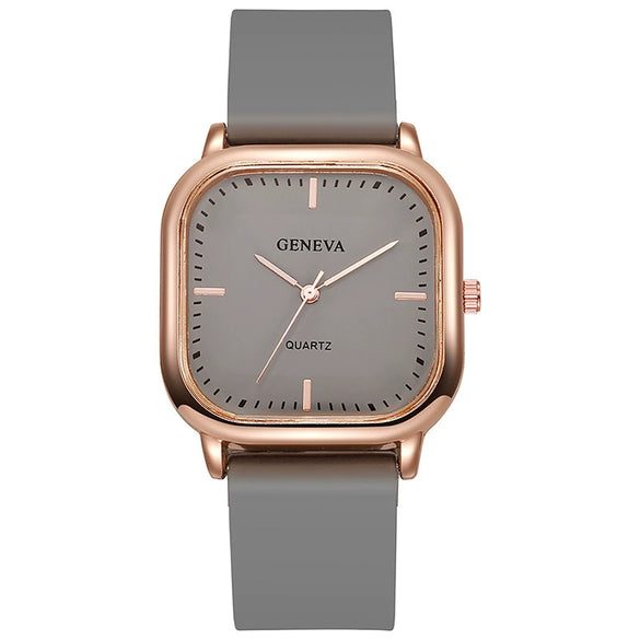 Wholesale Fashion Square Quartz Watch With Silicone Strap Alloy Case And Stainless Steel Buckle For Men And Women