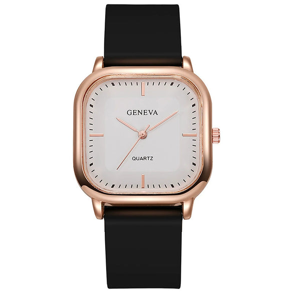 Wholesale Fashion Square Quartz Watch With Silicone Strap Alloy Case And Stainless Steel Buckle For Men And Women