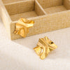 Wholesale Fashion Square Stainless Steel 18K Gold Non Fading Earrings With Rhombus Geometric Pattern Electroplated For Women