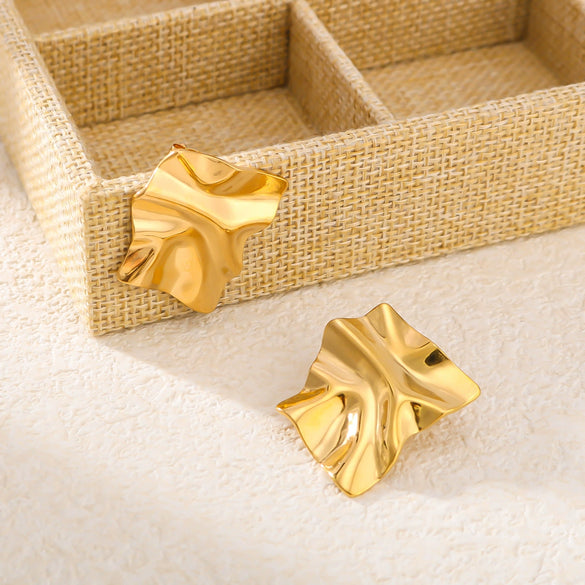 Wholesale Fashion Square Stainless Steel 18K Gold Non Fading Earrings With Rhombus Geometric Pattern Electroplated For Women