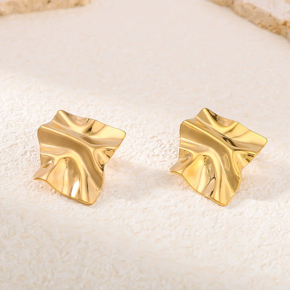 Wholesale Fashion Square Stainless Steel 18K Gold Non Fading Earrings With Rhombus Geometric Pattern Electroplated For Women