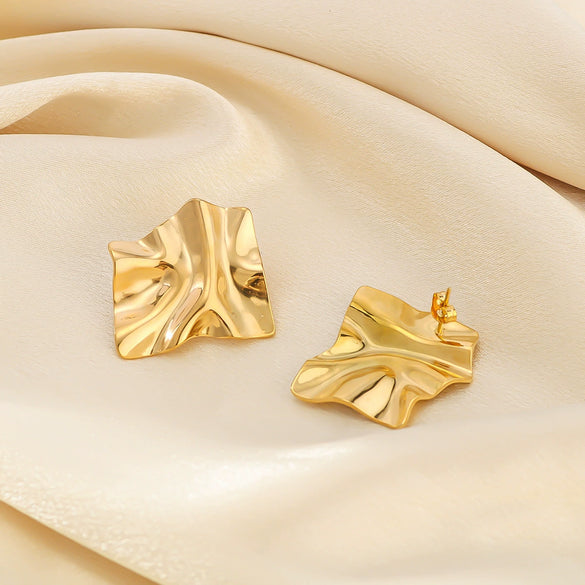 Wholesale Fashion Square Stainless Steel 18K Gold Non Fading Earrings With Rhombus Geometric Pattern Electroplated For Women