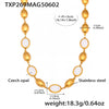 Wholesale Fashion Stainless Steel And Titanium Steel Ferris Wheel Jewelry Set With Opal Faceted Stone Brushed Surface 18K Gold Electroplated For Women